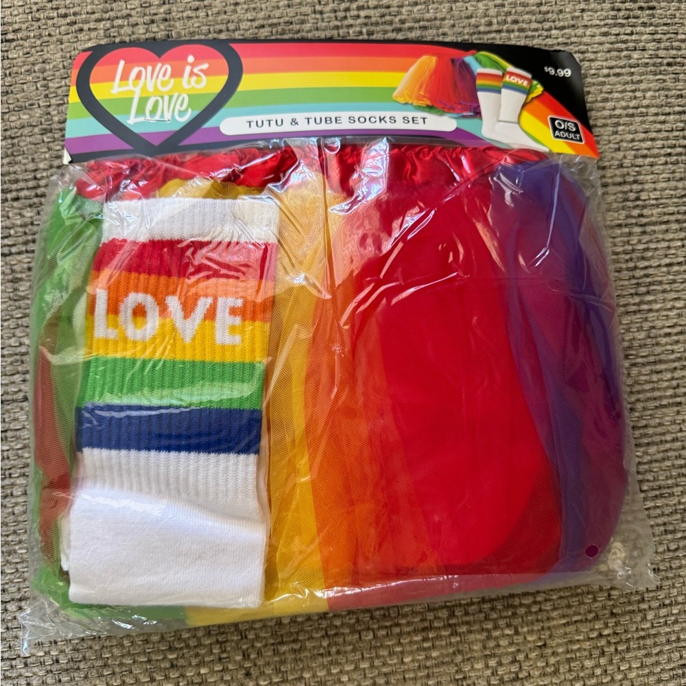 Rainbow Tube Socks & Tutu Set - Multicolor